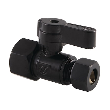 Kingston Brass KF4315MB 1/2" FIP X 3/8" OD Comp Straight Stop Valve, Matte Black KF4315MB